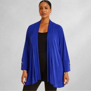 Chico’s Travelers Women’s XL Blue Open Front Cardigan Jacket 3/4 Sleeve 0018